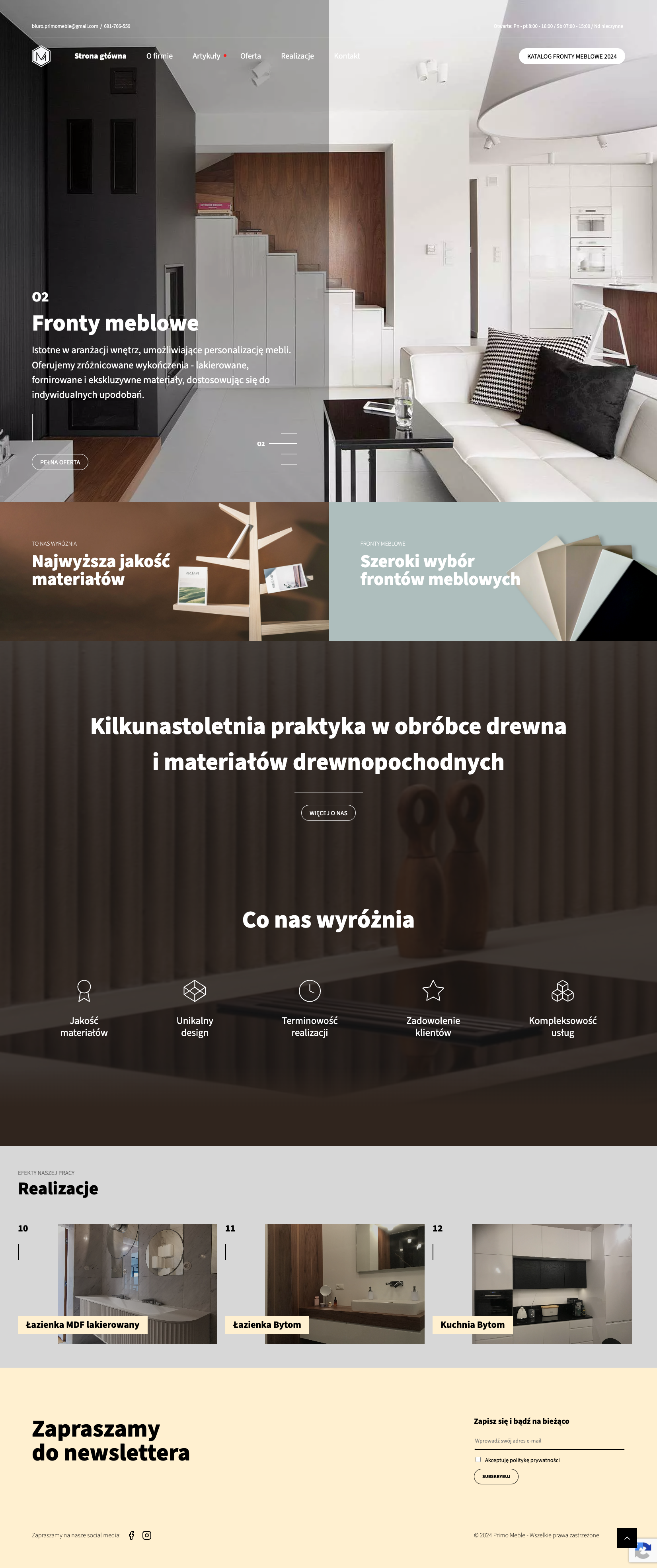 Zrzut ekranu strony Primo Meble